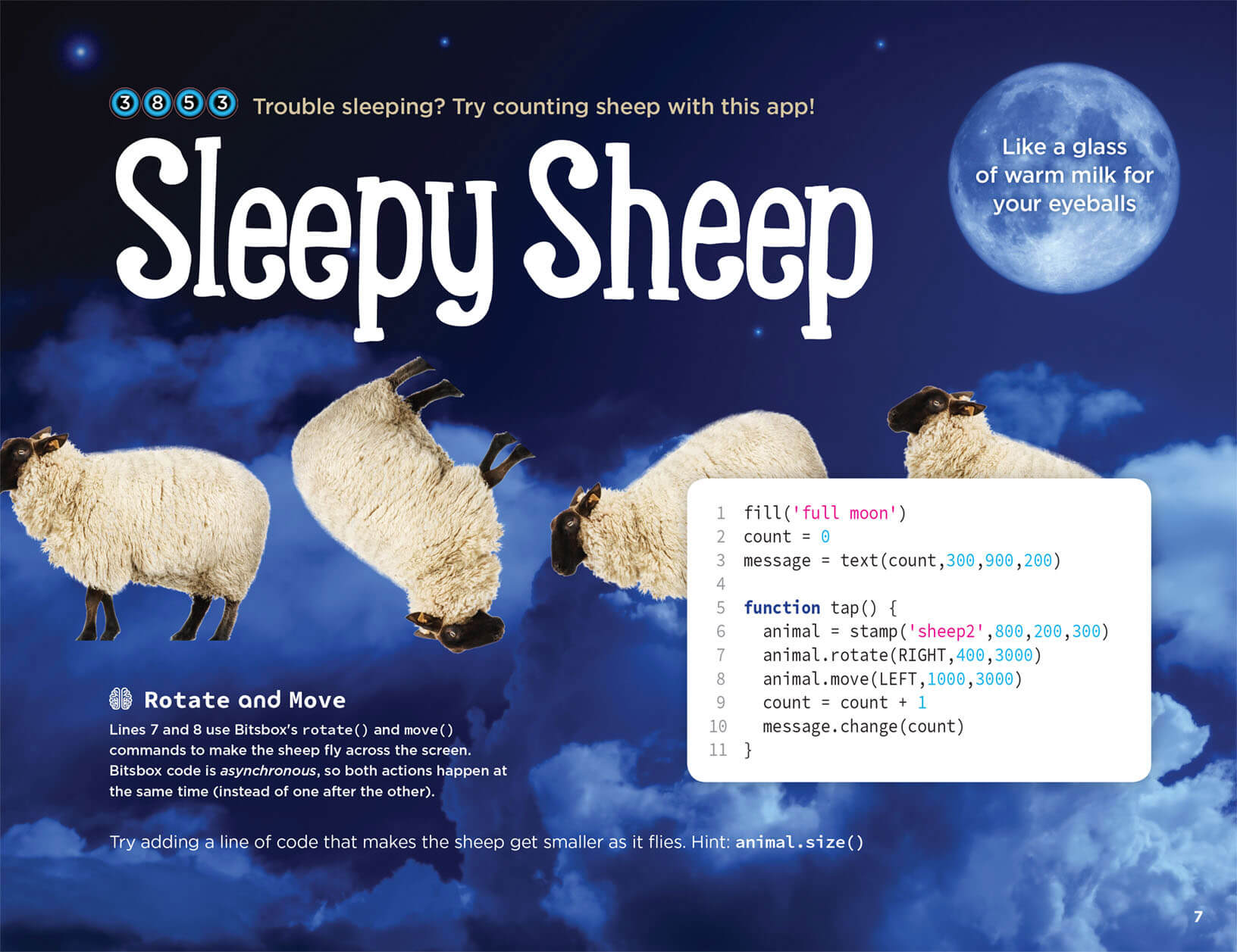 Help your kids learn to code with the Sleepy Sheep app.